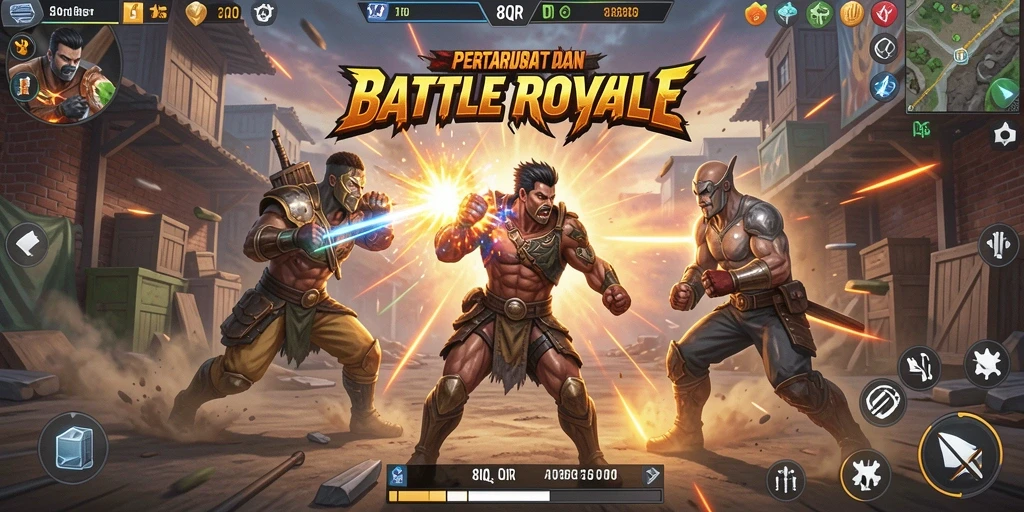 Tampilan seru dari gameplay 8QR dalam pertarungan Battle Royale.