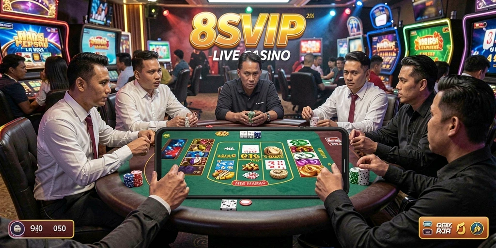 Tampilan gameplay seru di 8SVIP dengan dealer langsung.