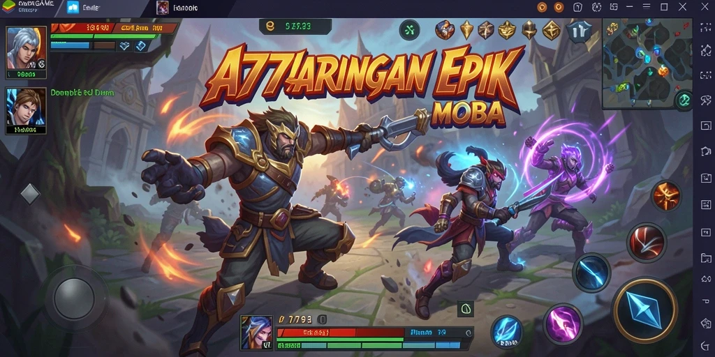 Gameplay A777GAME yang penuh aksi dan strategi dalam arena MOBA.