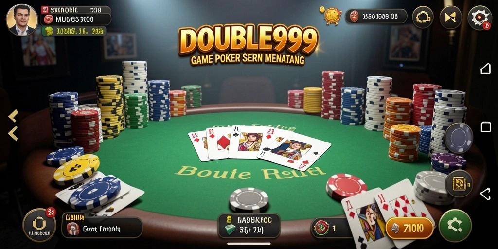 Tampilan gameplay Poker yang mendebarkan di DOUBLE999.