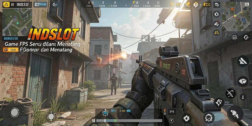 Tampilan gameplay INDSLOT yang seru dan mendebarkan di aksi FPS.