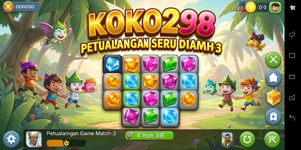 Gameplay seru KOKO288 dalam aksi Match-3.