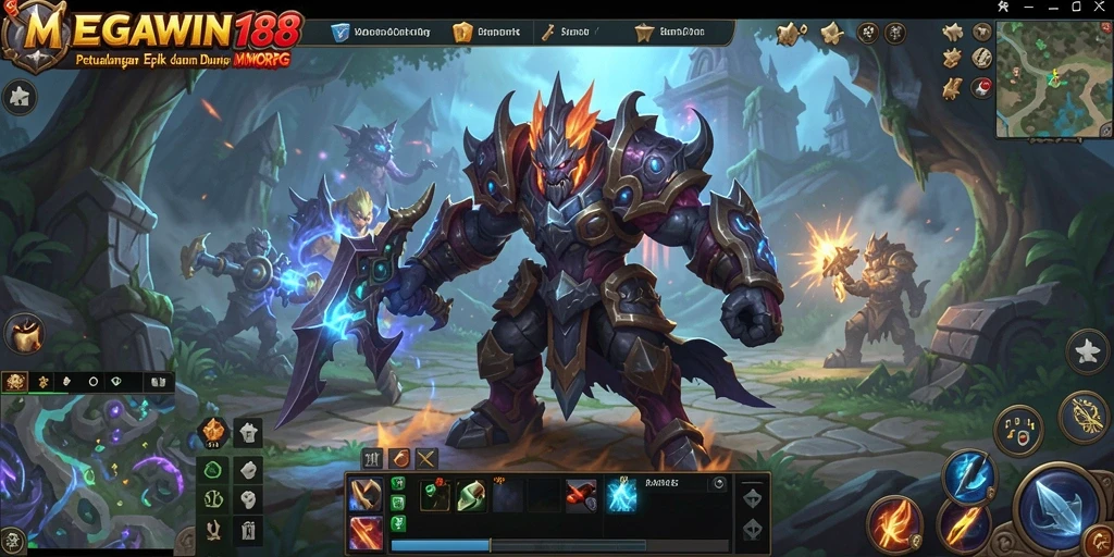 Tampilan gameplay yang mendebarkan dalam MEGAWIN188, fitur petualangan MMORPG yang menarik.