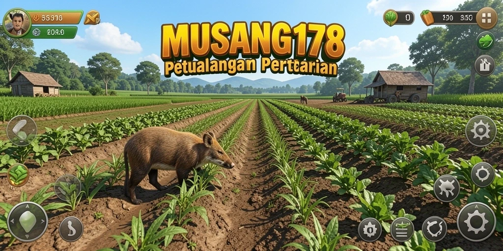 Tampilan gameplay MUSANG178 yang menunjukkan aktivitas pertanian yang seru.