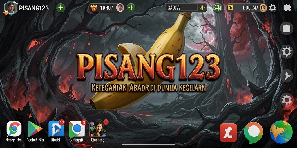 Tangkapan layar PISANG123 menunjukkan suasana penuh ketegangan dan horor.