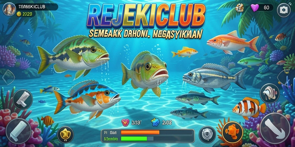 Tampilan gameplay seru dalam REJEKICLUB menembak ikan.