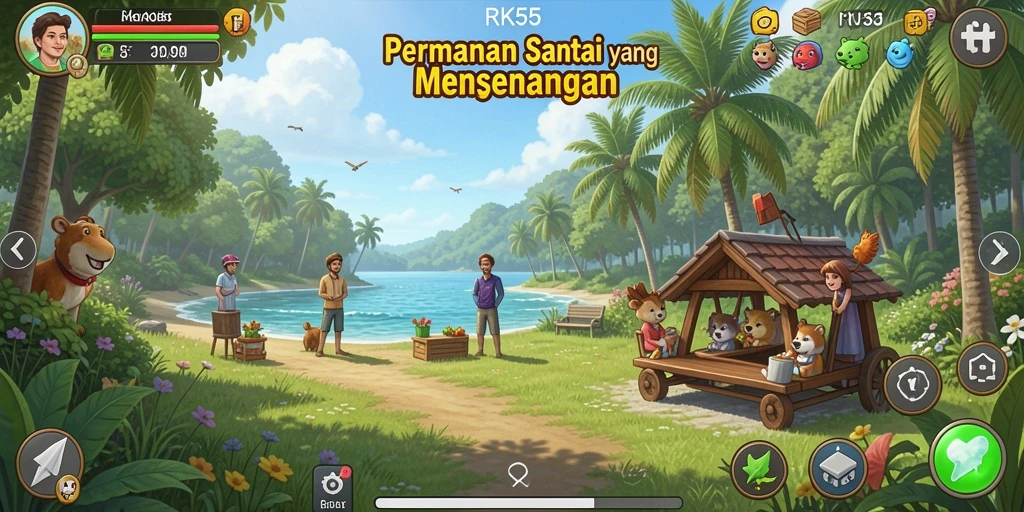 Tampilan gameplay RK55 yang ceria dan menarik.