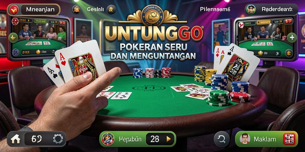 Tampilan seru gameplay Poker dalam UNTUNGGO.